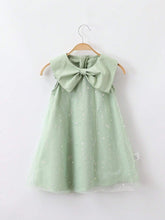 1pc Girls" Sweet Star Printed Sleeveless Dress With 3D Bow Decoration And Mesh Skirt For Summer